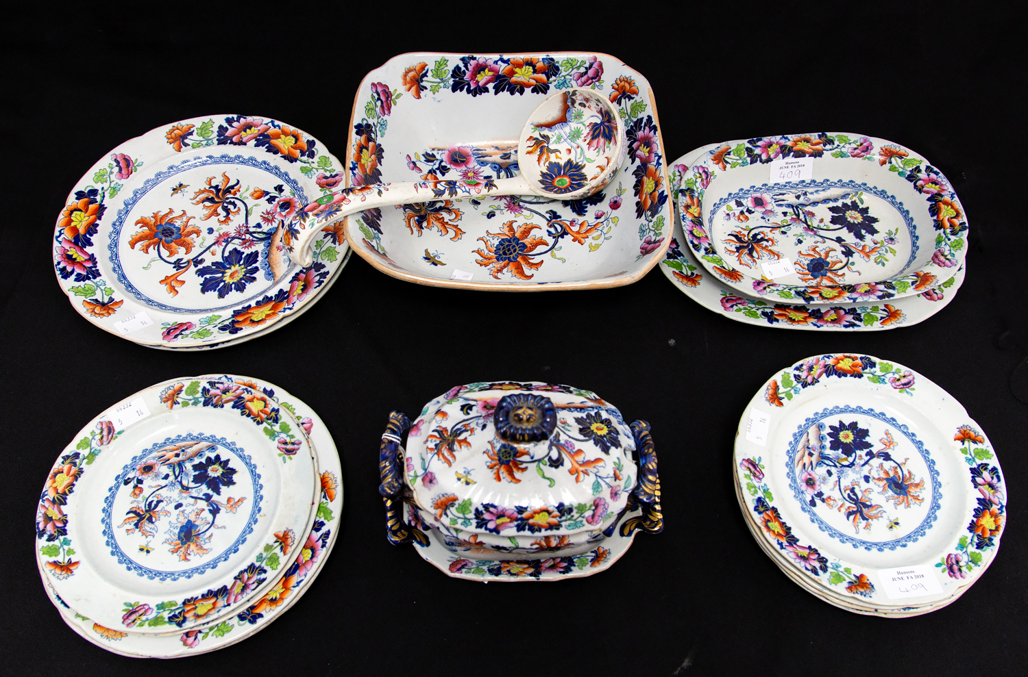 A series of early 19th Century Stephen Folch Ironstone china `Shaggy Flowers/Chrysanthemum pattern