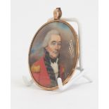 An early 19th Century oval portrait miniature on ivory of Admiral of the Fleet Sir William Bowles K.