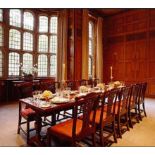 A pair of Italian design large size mahogany topped refectory tables, late 19th/early 20th Century,