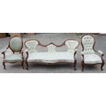 An early Victorian walnut salon suite,