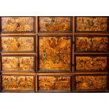 A 17th Century European walnut and marquetry cabinet on stand, probably German,