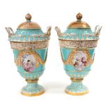 A pair of Meissen covered urn vases,