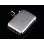 An Edwardian plain silver oblong vesta case, engraved with initials, Sampson Mordan & Co Ltd,