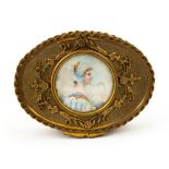 A late 19th Century French gilt metal oval jewel box,