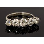 A diamond five stone platinum ring,