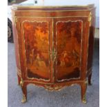 An early 20th Century Louis XVI style serpentine fronted marble topped side cabinet, marble topped,