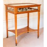 An Edwardian inlaid satinwood table top vitrine, circa 1905, of Sheraton Revival design,