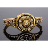 A Victorian gold and diamond hinged bangle, unmarked 18ct,