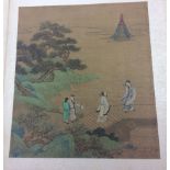 A collection of six 19th Century Chinese watercolours on silk depicting figures reading and