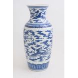 A Chinese blue and white baluster vase, late Qing Dynasty,