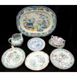 A series of early 19th Century Stephen Folch Ironstone china `Bamboo` pattern dinner ware,