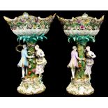 A pair of large Meissen figural table centrepieces,