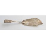 A William IV silver fish slice, the blade pierced with stylised anthemionstar,