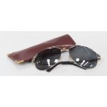 CARTIER a pair of Cartier Santos Dumont aviator sunglasses, silver tone frame,