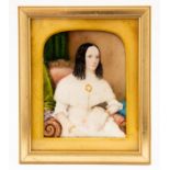 A mid 19th Century portrait miniature on ivory, Mary Anne Haines, wife of William Henry Haines,