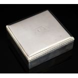 A George III plain silver shaped square table snuff box with fluted edge,