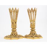 A pair of mid 19th Century cast gilt metal trumpet epergne stands, circa 1850,