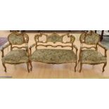 A 19th Century Rococo Revival style giltwood three piece suite, possibly French,