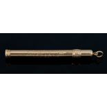 A 15ct gold retractable pencil holder, Sampson Mordan & Co, London 1917, approx.