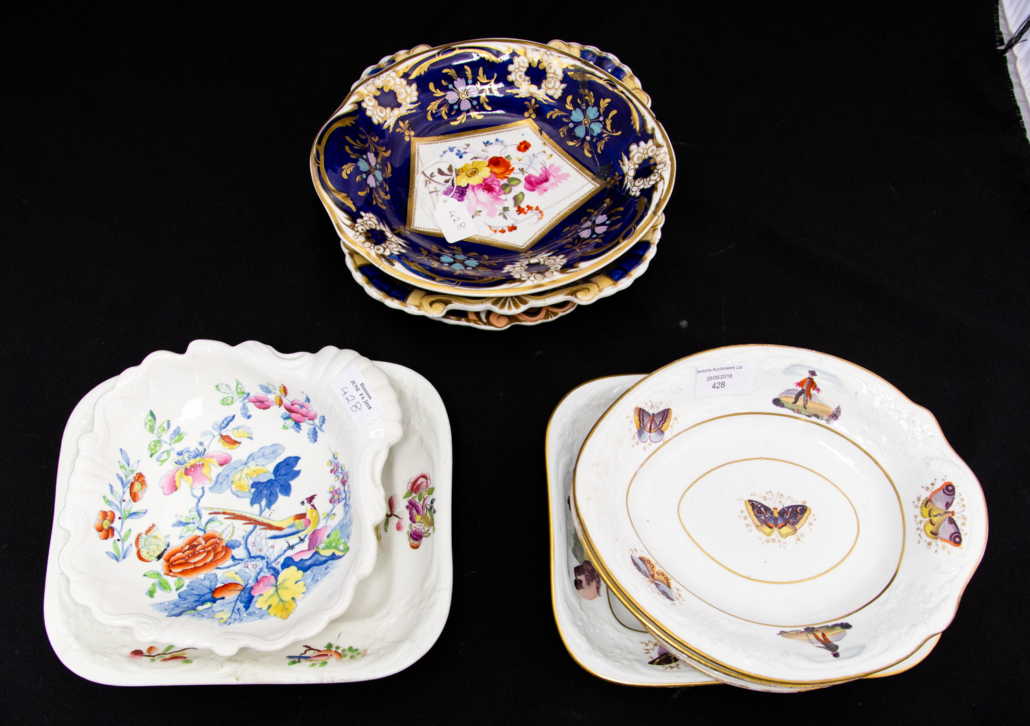 A group of assorted early 19th Century bone china and ironstone dessert wares circa 1820s to