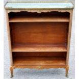 An early 20th Century Louis XVI style marble topped open bookcase,