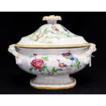 An early 19th Century Stephen Folch Ironstone china "Exotic bird" large shaped oval tureen and