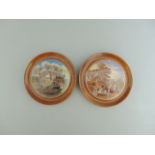 Two Staffordshire Prattware polychrome pot lids,