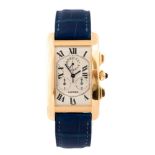 Cartier, a gent's Cartier 18ct gold Tank Americaine chronograph wristwatch, 2.