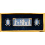 A Wedgwood blue jasper triple plaque