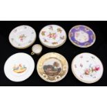 A series of early 19th Century assorted bone china dessert plates,