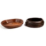 Treen, two antique turned wooden maize bowls,