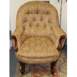 A Victorian button back easy chair
