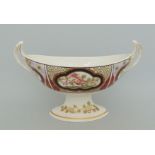 A Derby twin handled footed dessert tureen, heavily decorated with dragons in compartments ,