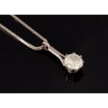 A diamond solitaire pendant, brilliant cut diamond claw set in platinum, dimamond weight approx 1.