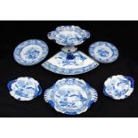 A series of early 19th Century Stephen Folch Ironstone china `Blue Peony` pattern dinner ware,