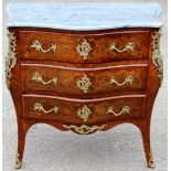 A 19th Century Louis XV style 'Bombe' marble topped commode,