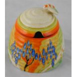 Clarice Cliff for Newport Pottery, a Windbells beehive honey pot, Fantasque Bizarre marks, 9cm