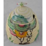 Clarice Cliff for Wilkinson, a Green Aurea beehive honey pot, Clarice mark, 9cm high CONDITION: