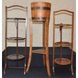 ***REOFFER IN DERBY AUGUST SALE £20/£30***  Two Edwardian mahogany three tier folding cake stands,