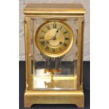 An E W Streeter brass striking regulator mantle clock. late 19th century, coiled spring gong