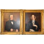 English School, 19th century, "Mathew Lamphugh" and "Sarah Lamphugh", a pair of portraits, being the