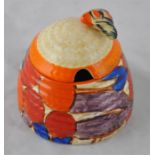 Clarice Cliff for Newport Pottery, a small Berries beehive honey pot, Fantasque Bizarre marks, 7.5cm