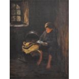 J Henderson (British School), "Bed Time Story", late 19th/early 20th century, oil on canvas,