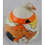 Clarice Cliff for Newport Pottery, a Mountain small beehive honey pot, Fantasque Bizarre marks, 7.