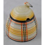 Clarice Cliff for Wilkinson, a Tartan beehive honey pot, Bizarre mark, 9cm high.  CONDITION: