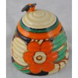 Clarice Cliff for Newport Pottery, a Floreat beehive honey pot, Bizarre marks, 9cm high CONDITION: