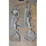 After Giambologna (1529-1608), pair of tall lead garden statues of "Mercury", 20th century, the