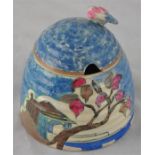 Clarice Cliff for Wilkinson, a Blue Japan beehive honey pot, Bizarre mark, 9cm high CONDITION: