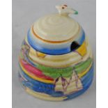 Clarice Cliff for Newport Pottery, a Gibraltar beehive honey pot, Bizarre and Lawleys marks, 9cm