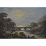 After J M W Turner (British 1775-1851), "View of bridge in Wharfdale", oil on canvas, 46cm x 66cm,